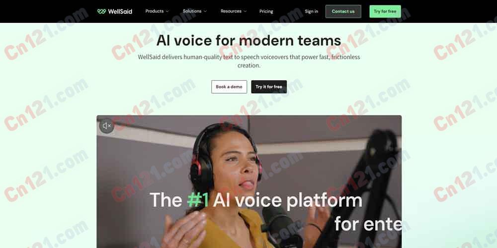 🎙️ WellSaid｜AI 语音生成器｜为现代团队打造的人声品质文本转语音 120+真实语音·AI导演控制·团队协作·企业级安全 免费试用/订阅制计费
